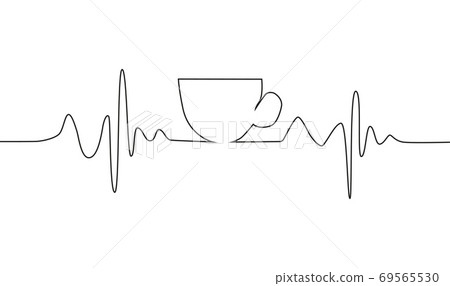 coffee cup on cardiogram, illustration on white background 69565530