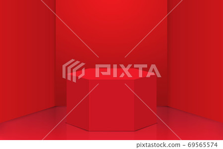 red hexagon podium in the red studio room 69565574
