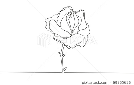 One line rose design - Hand drawn minimalism style - Stock Illustration ...