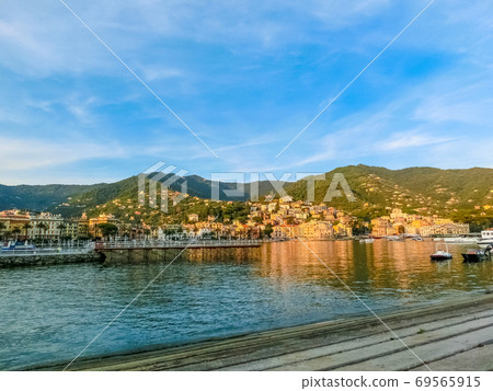 The building facade in Rapallo at Italy 69565915