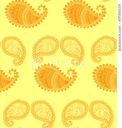 Turkish cucumber seamless ornate pattern gold beige background Turkish cucumber seamless ornate pattern gold beige background 69566039