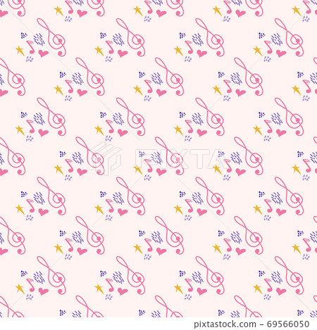 Cartoon cute doodles hand drawn Musical seamless pattern. Colorful detailed. Bright colors backdrop with music symbols and items 69566050