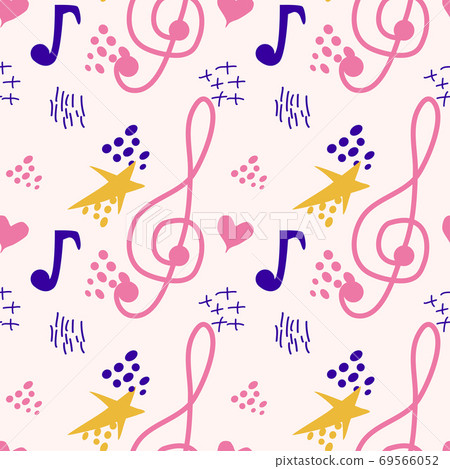 Abstract music notes seamless pattern background. musical melody decoration Abstract music notes seamless pattern background. musical melody decoration 69566052