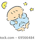 晚上睡覺寶貝月亮和星星彩色插圖 69566484