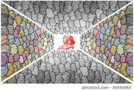 Social protest of society. Demonstration. Crowd behavior. Population protest. People in the form of silhouettes. Psychology of society. 3D illustrations. Concept for design. 3D image. 69568068