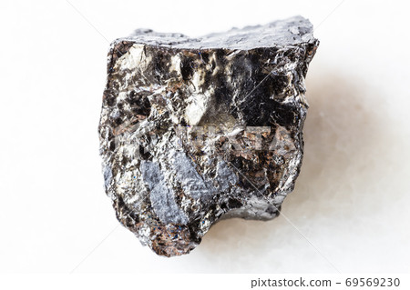 rough bituminous coal (black coal) on white marble 69569230