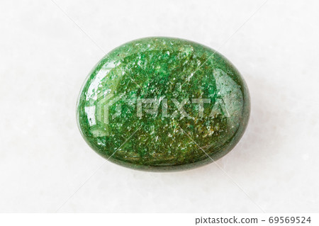 polished green Aventurine gem stone on white 69569524