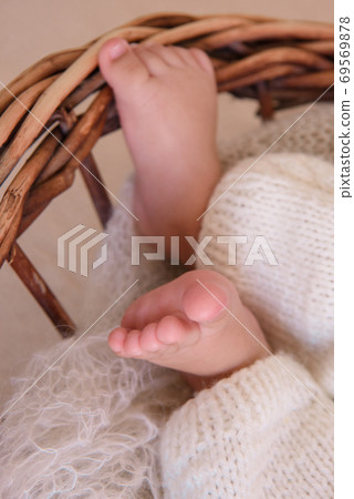 Photo of newborn baby feet, soft focus. Photo of newborn baby feet, soft focus. 69569878