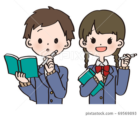 Students with textbooks / men and women in uniform - Stock Illustration ...