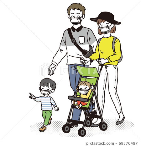 Family going out with a mask 69570487