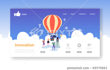 Business Innovation Landing Page Template. Creative Process Website Layout with Flat People Characters on Air Balloon. Easy to Edit and Customize Mobile Web Site. Vector illustration Business Innovation Landing Page Template. Creative Process Website Layout with Flat People Characters on Air Balloon. Easy to Edit and Customize Mobile Web Site. Vector illustration 69570881
