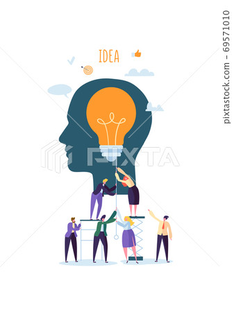 Idea with Light Bulb and Business People Character 69571010