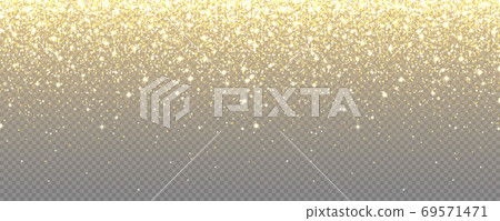 Sparkling Golden Glitter on Transparent Vector Background. Falling Shiny Confetti with Gold Shards 69571471