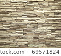 Texture of beige rough stone brick wall background 69571824