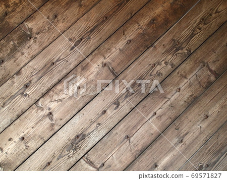 Diagonal texture of old wooden planks with rusty nails 69571827