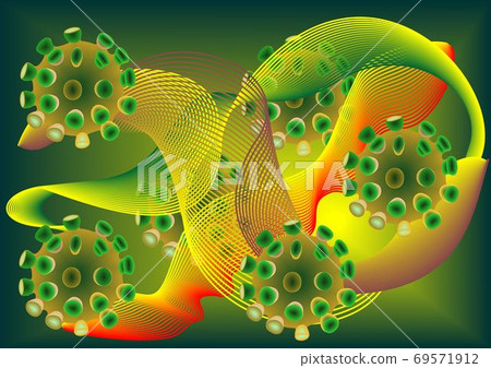 Corona virus, a background with stylized cells of covid 19 69571912