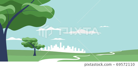 Green park and city landscape background - Stock Illustration [69572110 ...