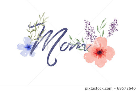 Mothers day mom quote with watercolor flower - Stock Illustration ...