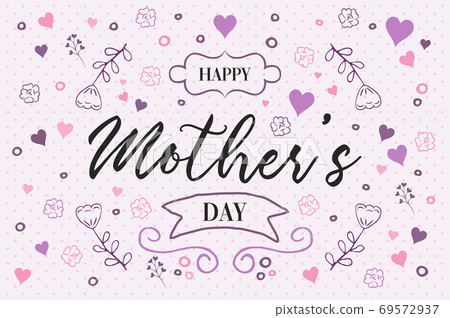 Happy Mothers day spring flower doodle quote card 69572937