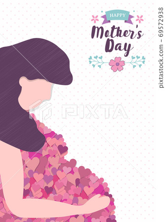Mothers Day card of pregnant mom with love heart 69572938