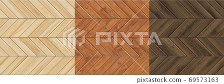 Set of high resolution seamless textures of wooden parquet. Chevron patterns 69573163