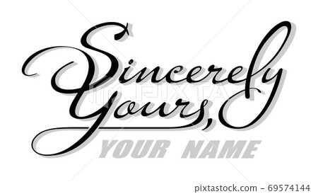 Underscore handwritten text Sincerely Yours with shadow. Hand drawn calligraphy lettering with copy space Underscore handwritten text Sincerely Yours with shadow. Hand drawn calligraphy lettering with copy space 69574144