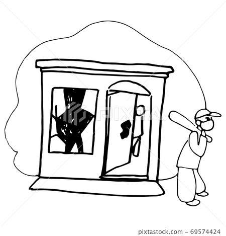 Shop robbery on white isolated backdrop. Shop robbery on white isolated backdrop. 69574424