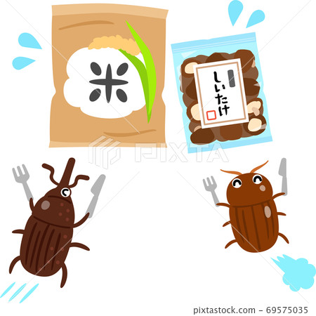 Characters of pests eating rice and preserved foods Characters of pests eating rice and preserved foods 69575035