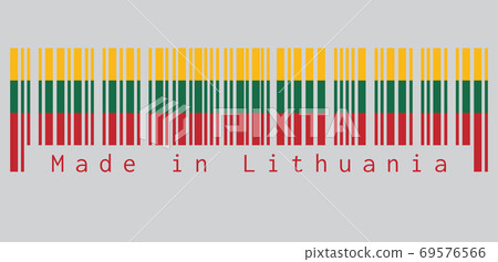 Barcode set the color of Lithuania flag, horizontal yellow green and red Barcode set the color of Lithuania flag, horizontal yellow green and red 69576566