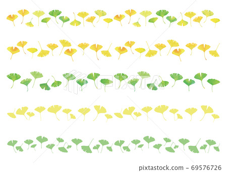 銀杏葉線材5種設置水彩和單色綠色到黃色漸變 插圖素材 圖庫