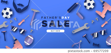 Fathers Day sale template banner dad paper icons Fathers Day sale template banner dad paper icons 69577209