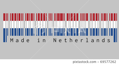 Barcode set the color of Netherlands flag,  red white, and blue color 69577262