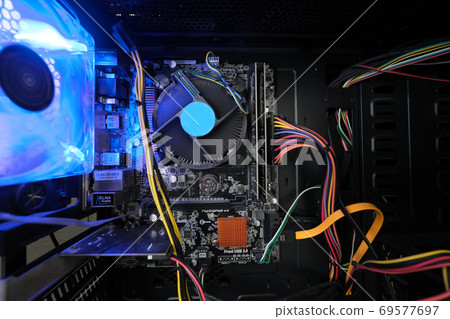 The internal base of the personal computer seen from the front 69577697