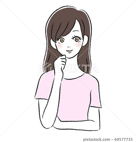 Thinking of a smiling woman Thinking of a smiling woman 69577735