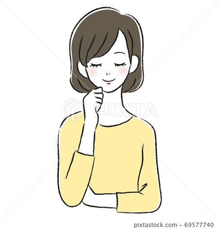 Thinking of a smiling woman Thinking of a smiling woman 69577740
