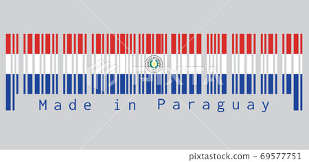 Barcode set the color of Paraguay flag, Barcode set the color of Paraguay flag, 69577751