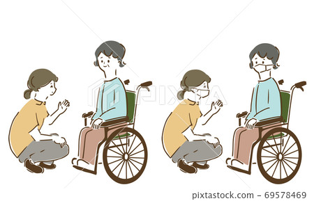 Illustration of talking to a woman in a wheelchair - Stock Illustration ...