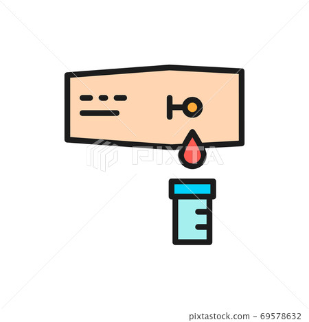 Blood donation, charity, donor service flat color line icon. 69578632