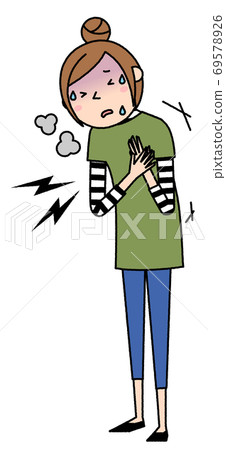Young woman mom with chest pain Young woman mom with chest pain 69578926