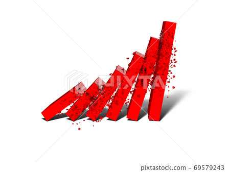 Red bar graph that collapses in a chain 69579243