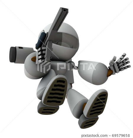 An artificial intelligence robot soldier who plunges and invades. 3D rendering. An artificial intelligence robot soldier who plunges and invades. 3D rendering. 69579658