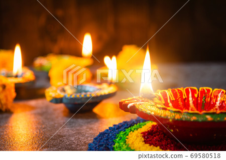 Happy celebration Deepavali, or Diwali Indian festival 69580518