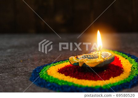 Happy celebration Deepavali, or Diwali Indian festival 69580520