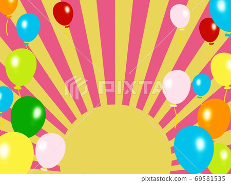 Background material illustration of the lower radiation, pink on the ground color yellow, balloons Background material illustration of the lower radiation, pink on the ground color yellow, balloons 69581535