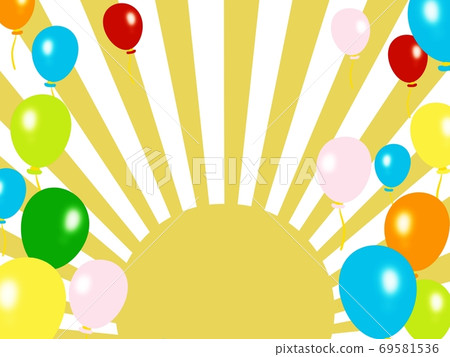 Background material illustration of the lower radiation, white on the ground color yellow, balloons Background material illustration of the lower radiation, white on the ground color yellow, balloons 69581536