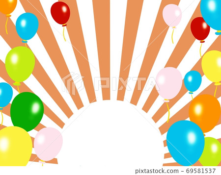 Background material illustration of lower radiation ・ Orange on a white background ・ Balloons Background material illustration of lower radiation ・ Orange on a white background ・ Balloons 69581537