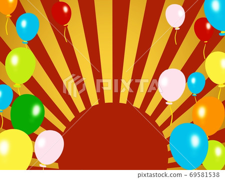 Background material illustration of lower radiation, gold red, balloons 69581538