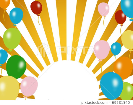 Background material illustration of lower radiation, gold white, balloons 69581540