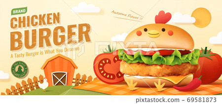 Chicken burger ad banner 69581873