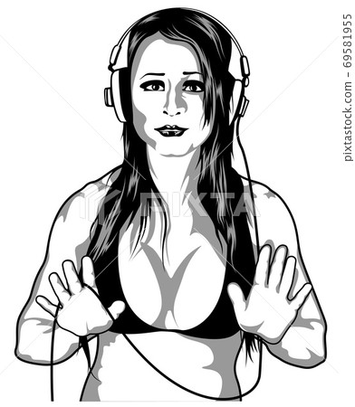 Girl with Headphones 69581955